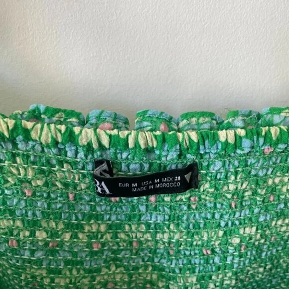 Zara Floral Ruffle Strap Mini Dress Green Blogger Fav Size Medium - Picture 7 of 8